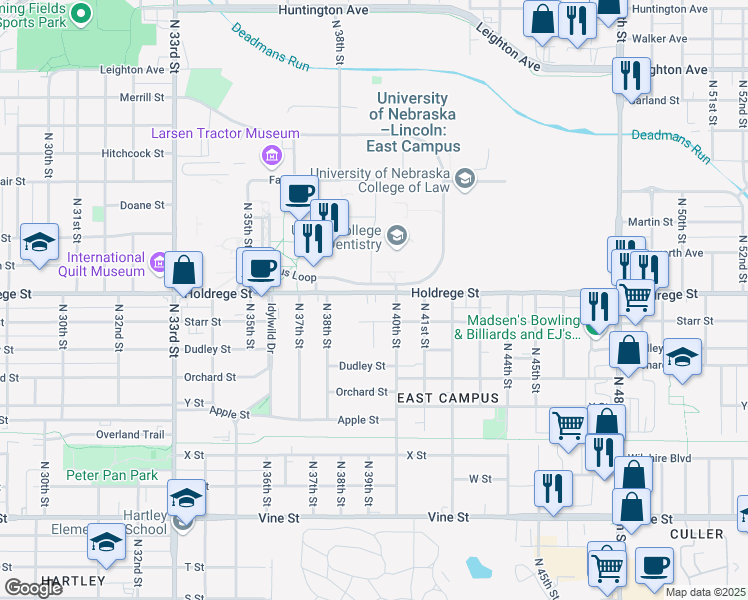 map of restaurants, bars, coffee shops, grocery stores, and more near in Lincoln