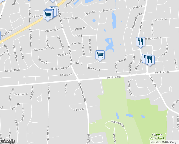 map of restaurants, bars, coffee shops, grocery stores, and more near 4-8 Newton Road in Hauppauge
