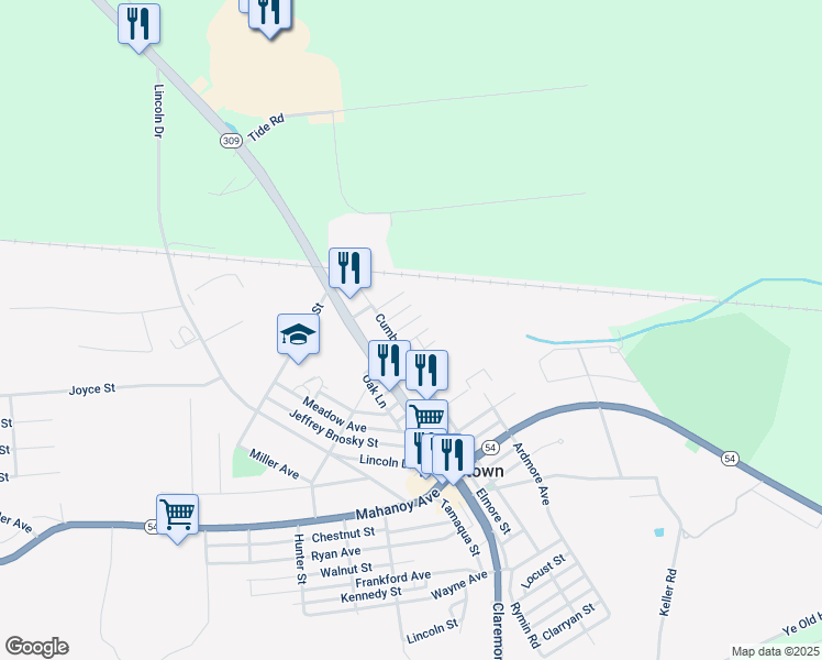 map of restaurants, bars, coffee shops, grocery stores, and more near 8 Lorraine Street in Tamaqua