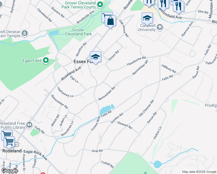 map of restaurants, bars, coffee shops, grocery stores, and more near in Essex Fells