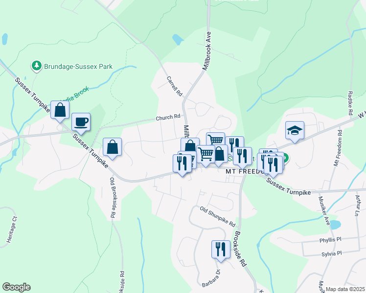 map of restaurants, bars, coffee shops, grocery stores, and more near 8 Overlook Road in Randolph