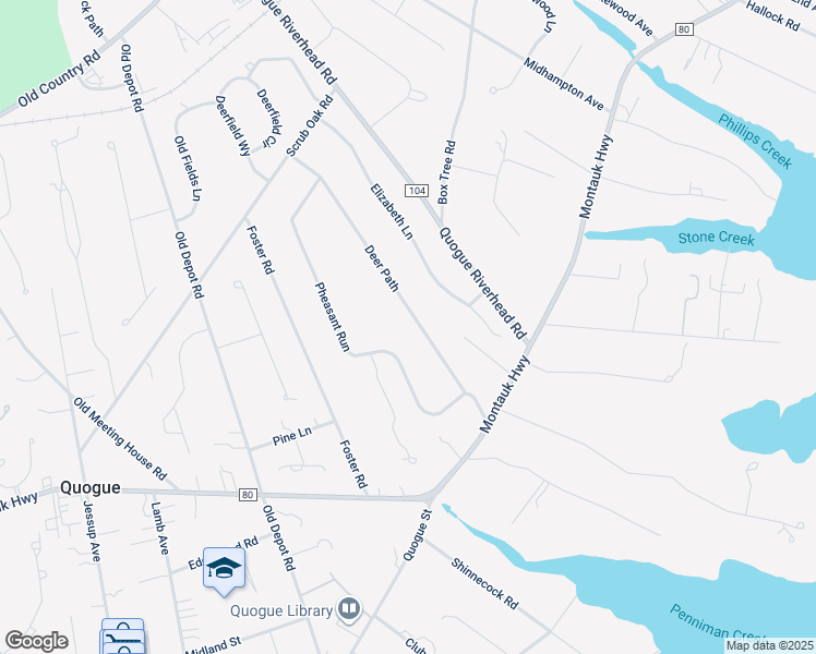 map of restaurants, bars, coffee shops, grocery stores, and more near 29 Deer Path in Quogue