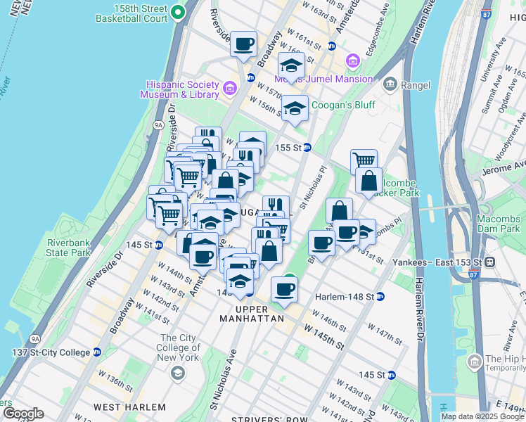 map of restaurants, bars, coffee shops, grocery stores, and more near in New York