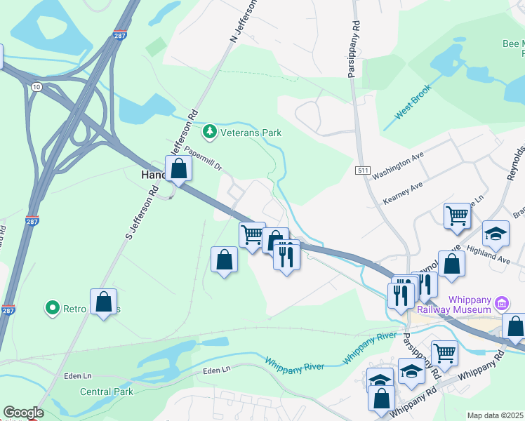 map of restaurants, bars, coffee shops, grocery stores, and more near 1102 Meadow Brook Court in Hanover
