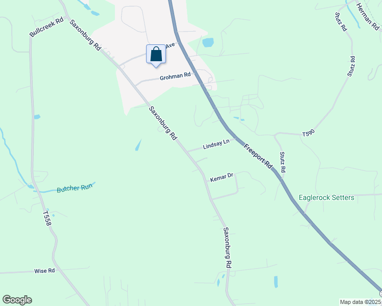 map of restaurants, bars, coffee shops, grocery stores, and more near 104 Lindsay Lane in Butler