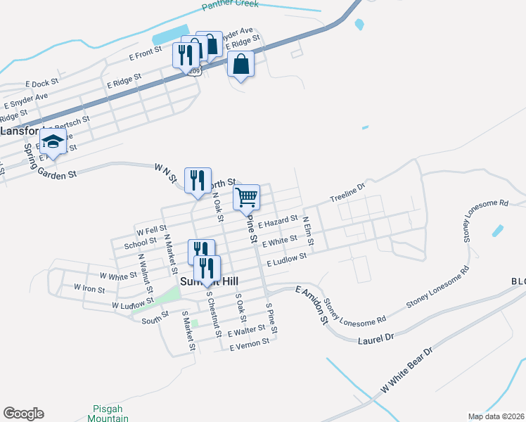 map of restaurants, bars, coffee shops, grocery stores, and more near 200 East Fell Street in Summit Hill