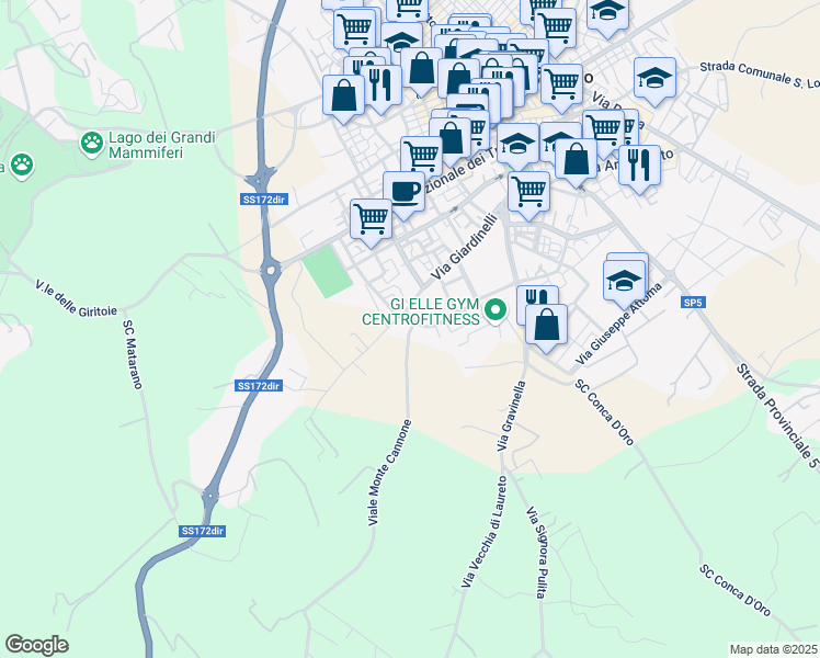 map of restaurants, bars, coffee shops, grocery stores, and more near 33 Via Pietro Nenni in Fasano