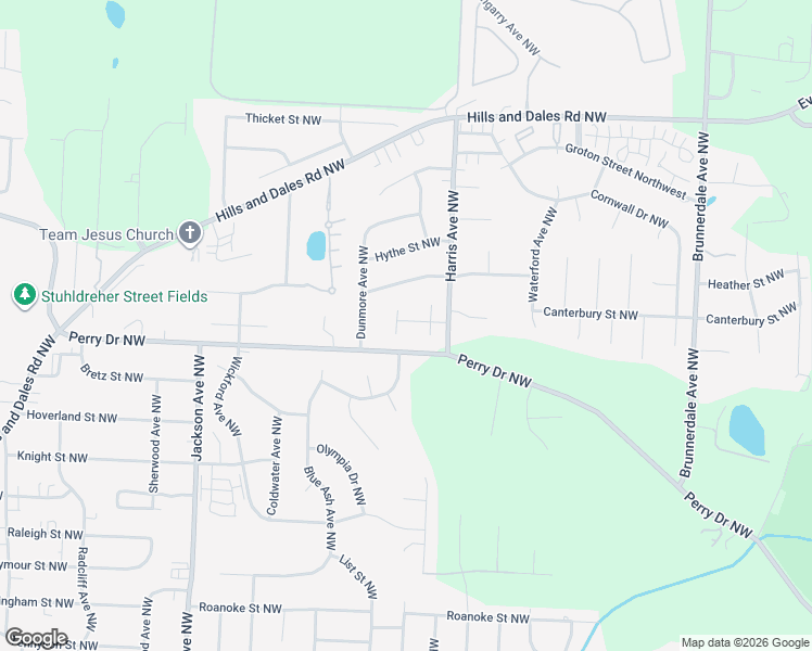 map of restaurants, bars, coffee shops, grocery stores, and more near 3235 North Bloomsbury Circle Northwest in Canton