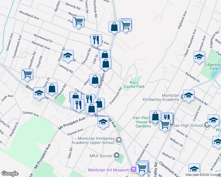map of restaurants, bars, coffee shops, grocery stores, and more near 20 Westover Road in Verona