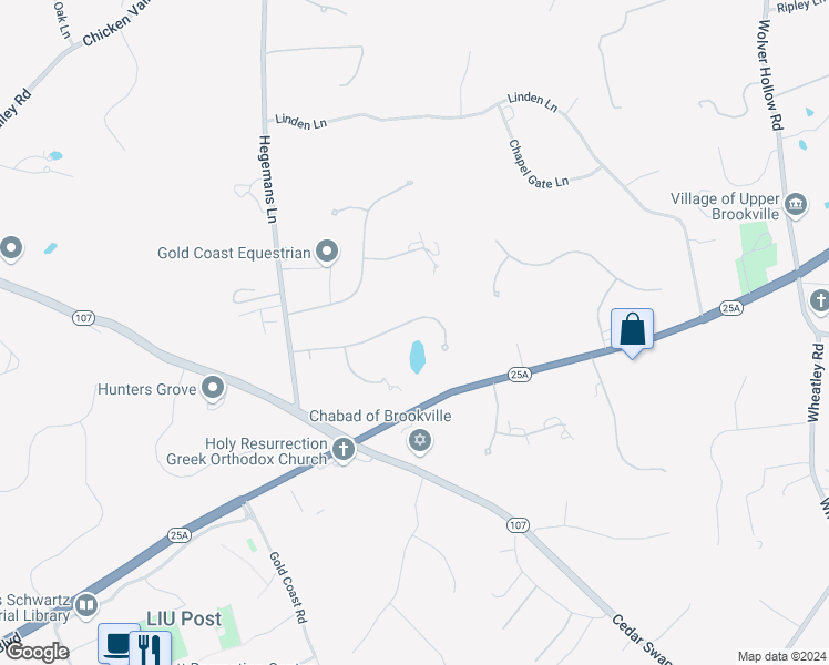 map of restaurants, bars, coffee shops, grocery stores, and more near 21 Overbrook Lane in Glen Head