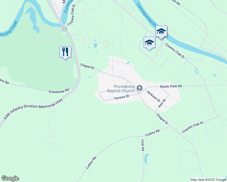 map of restaurants, bars, coffee shops, grocery stores, and more near 1st Street in Ellwood City