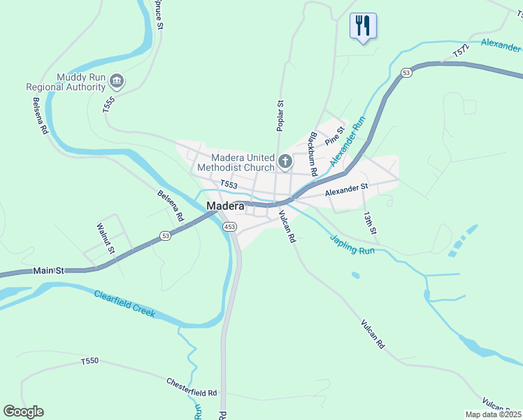 map of restaurants, bars, coffee shops, grocery stores, and more near 1-27 4th Street in Clearfield