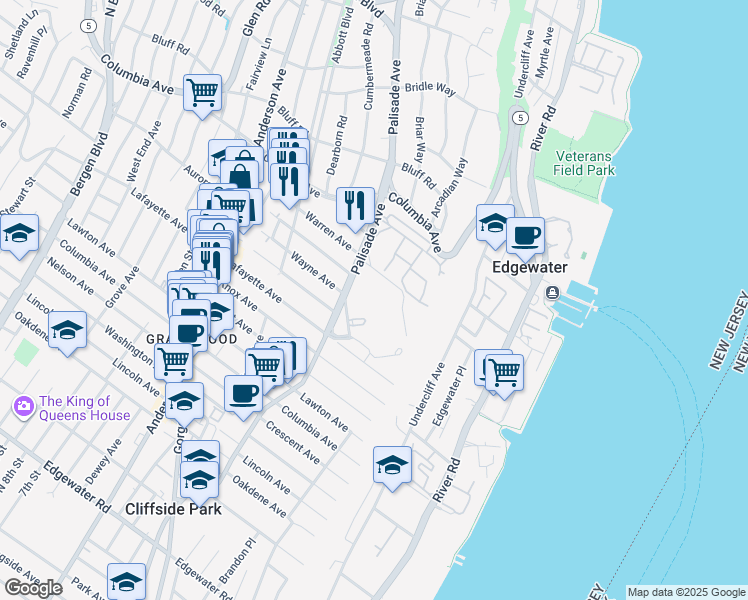 map of restaurants, bars, coffee shops, grocery stores, and more near 300 Winston Drive in Cliffside Park