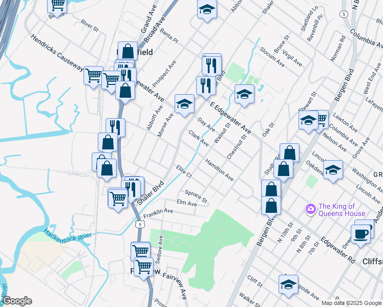 map of restaurants, bars, coffee shops, grocery stores, and more near 741 Hamilton Avenue in Ridgefield