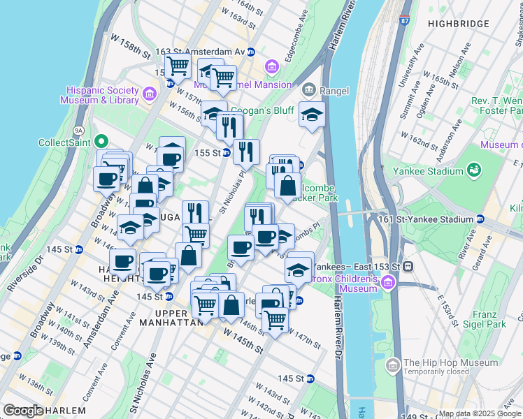 map of restaurants, bars, coffee shops, grocery stores, and more near in New York