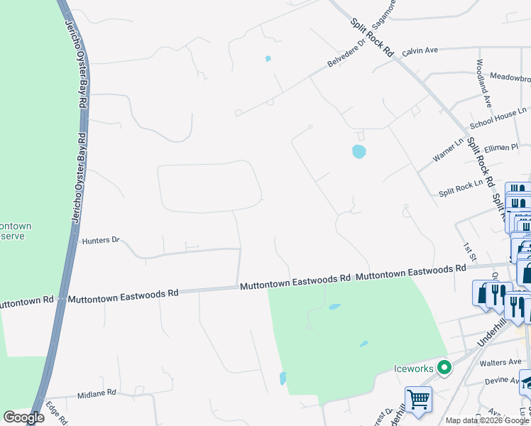 map of restaurants, bars, coffee shops, grocery stores, and more near 320 Circle Road in Syosset