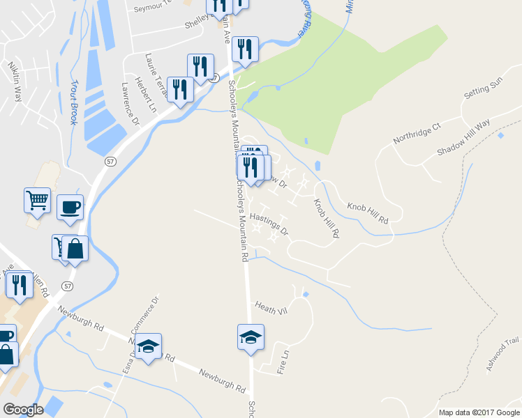 map of restaurants, bars, coffee shops, grocery stores, and more near 40 Bennington Square in Hackettstown