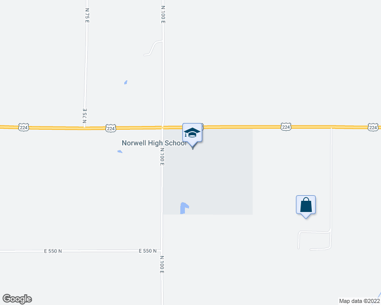 map of restaurants, bars, coffee shops, grocery stores, and more near 1100 U.S. 224 in Ossian