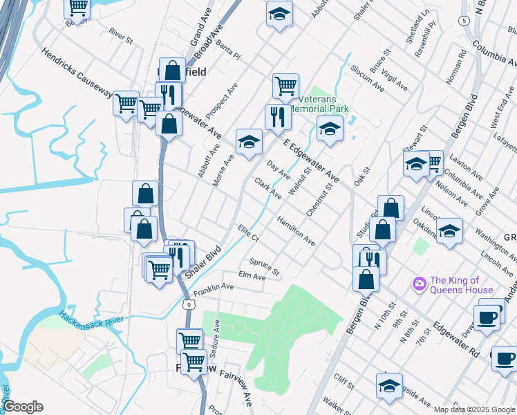 map of restaurants, bars, coffee shops, grocery stores, and more near 741 Hamilton Avenue in Ridgefield