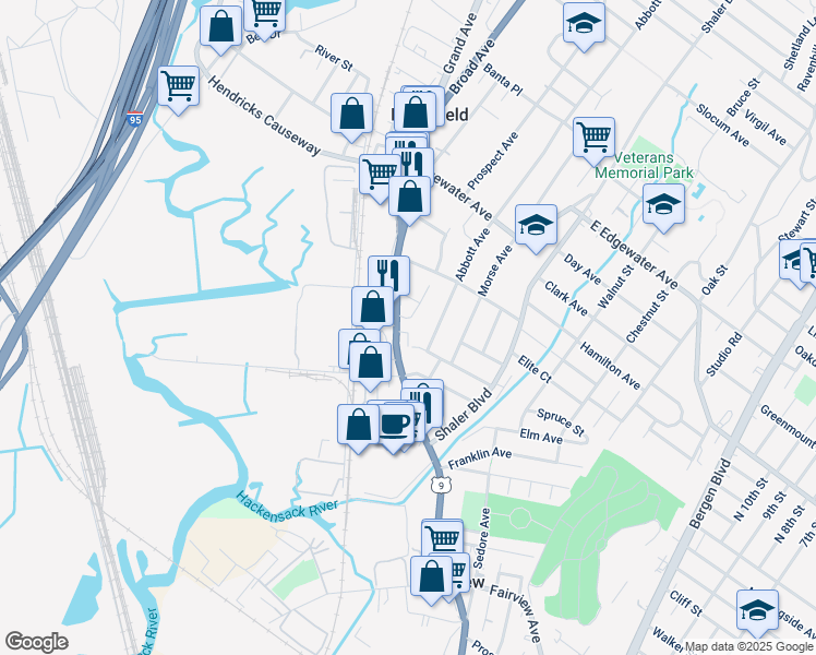map of restaurants, bars, coffee shops, grocery stores, and more near 432 Broad Avenue in Ridgefield