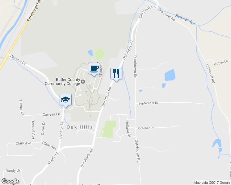 map of restaurants, bars, coffee shops, grocery stores, and more near 271 Old Plank Road in Butler