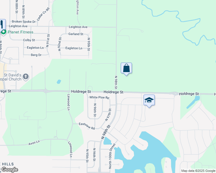 map of restaurants, bars, coffee shops, grocery stores, and more near 1521 North 98th Street in Lincoln