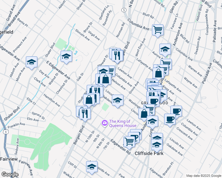 map of restaurants, bars, coffee shops, grocery stores, and more near 498 Washington Avenue in Ridgefield