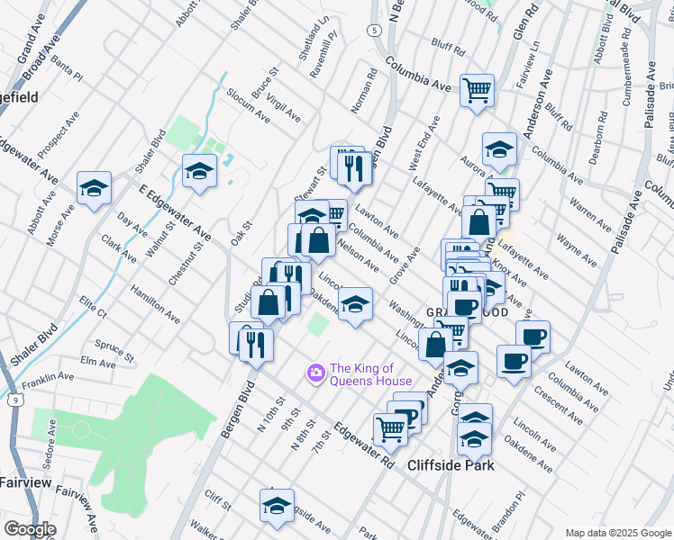 map of restaurants, bars, coffee shops, grocery stores, and more near 498 Washington Avenue in Ridgefield