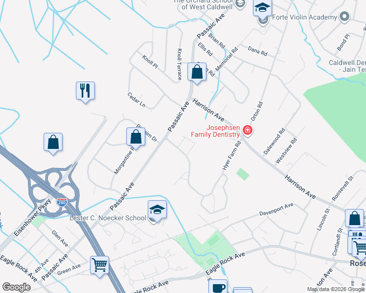 map of restaurants, bars, coffee shops, grocery stores, and more near 4 Pacio Court in Roseland