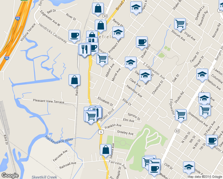 map of restaurants, bars, coffee shops, grocery stores, and more near 398 Morse Avenue in Ridgefield