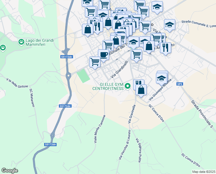map of restaurants, bars, coffee shops, grocery stores, and more near 33 Via Pietro Nenni in Fasano