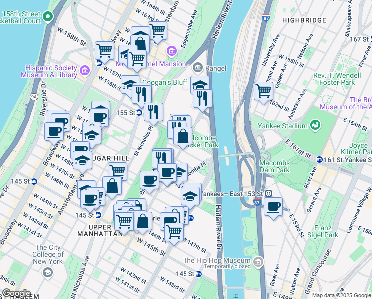 map of restaurants, bars, coffee shops, grocery stores, and more near in New York