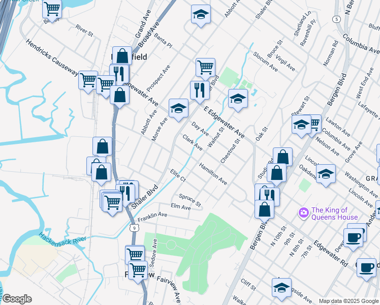 map of restaurants, bars, coffee shops, grocery stores, and more near 741 Hamilton Avenue in Ridgefield