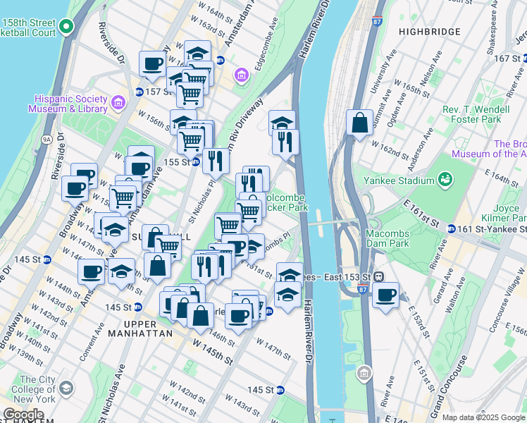 map of restaurants, bars, coffee shops, grocery stores, and more near in New York