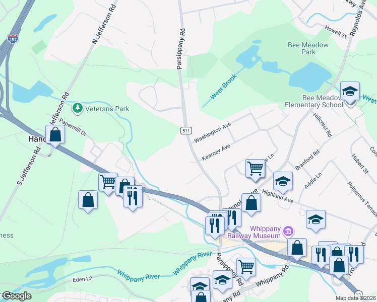 map of restaurants, bars, coffee shops, grocery stores, and more near 3 River Park Court in Hanover
