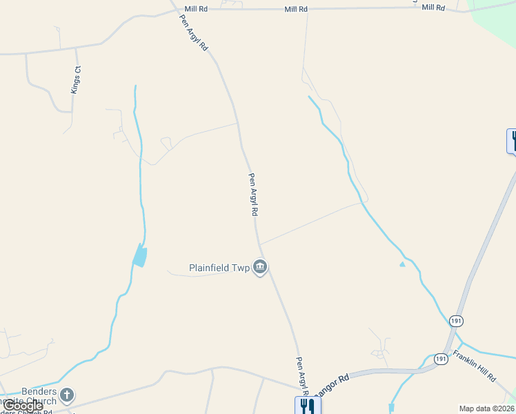 map of restaurants, bars, coffee shops, grocery stores, and more near 1587 Pen Argyl Road in Pen Argyl