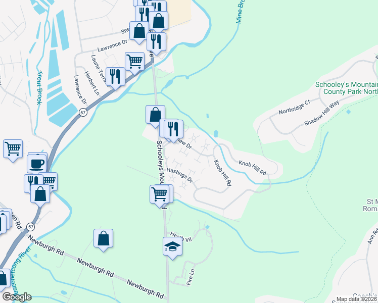 map of restaurants, bars, coffee shops, grocery stores, and more near 74 Schindler Square in Hackettstown