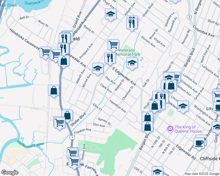 map of restaurants, bars, coffee shops, grocery stores, and more near 739 Day Avenue in Ridgefield