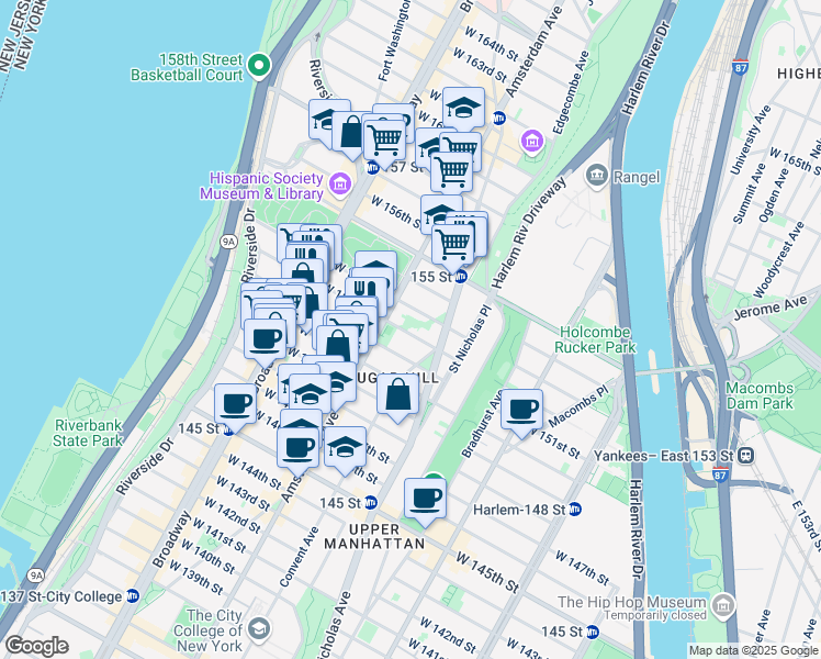 map of restaurants, bars, coffee shops, grocery stores, and more near in New York