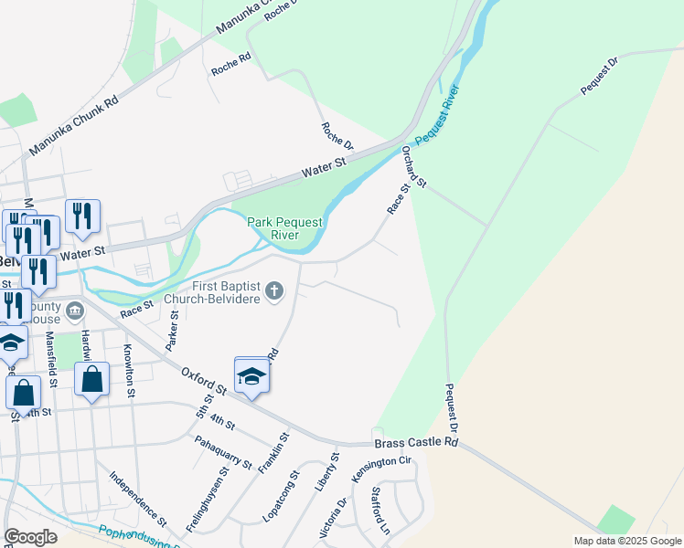 map of restaurants, bars, coffee shops, grocery stores, and more near in Belvidere