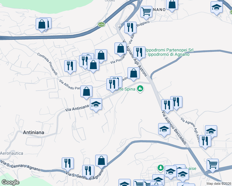 map of restaurants, bars, coffee shops, grocery stores, and more near Via Eduardo Scarfoglio in Napoli