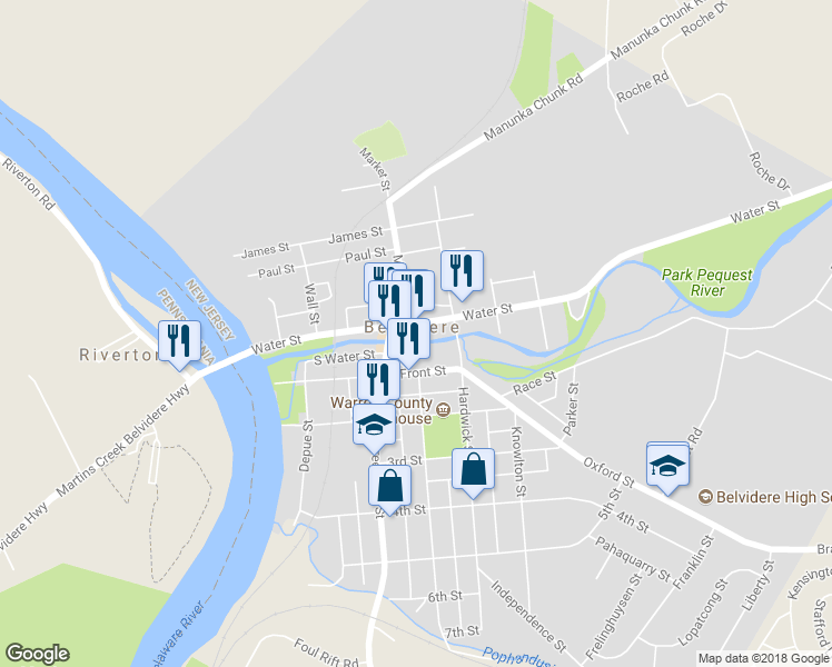 map of restaurants, bars, coffee shops, grocery stores, and more near 314 Water St in Belvidere