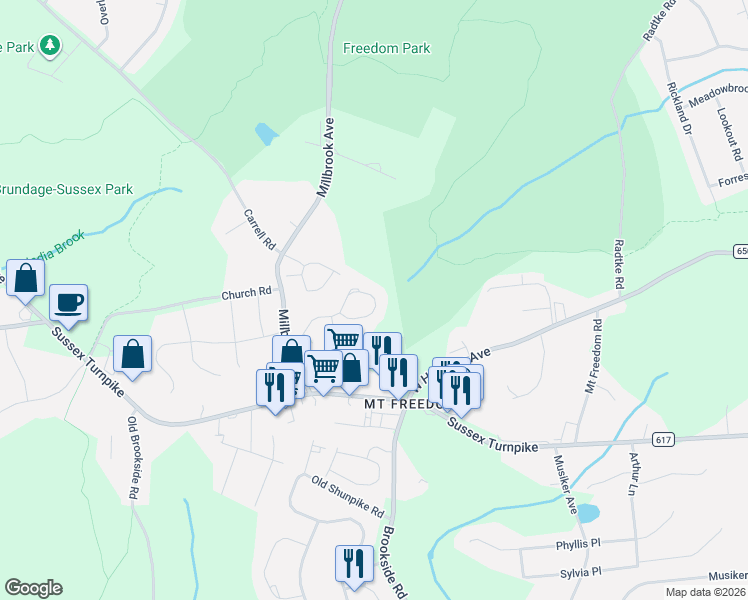 map of restaurants, bars, coffee shops, grocery stores, and more near 89 Woodmont Drive in Randolph