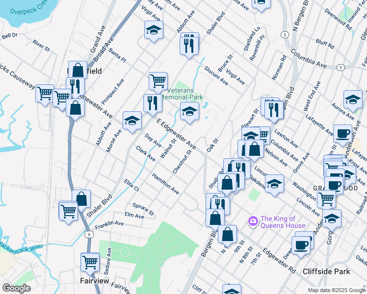 map of restaurants, bars, coffee shops, grocery stores, and more near 488 Walnut Street in Ridgefield