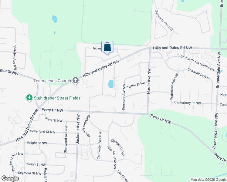 map of restaurants, bars, coffee shops, grocery stores, and more near 3336 Stillwater Avenue Northwest in Canton