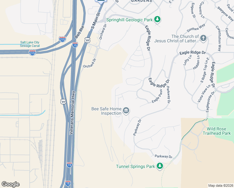 map of restaurants, bars, coffee shops, grocery stores, and more near 93 Edgecrest Lane in North Salt Lake
