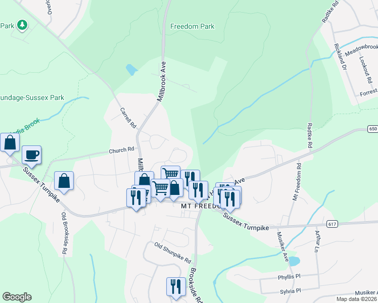 map of restaurants, bars, coffee shops, grocery stores, and more near 89 Woodmont Drive in Randolph