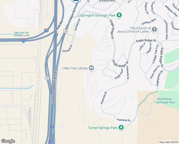 map of restaurants, bars, coffee shops, grocery stores, and more near 105 Edgecrest Lane in North Salt Lake