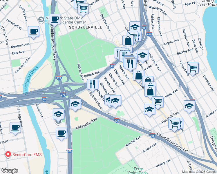 map of restaurants, bars, coffee shops, grocery stores, and more near 1018 Swinton Avenue in The Bronx