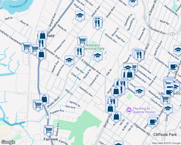 map of restaurants, bars, coffee shops, grocery stores, and more near 488 Walnut Street in Ridgefield
